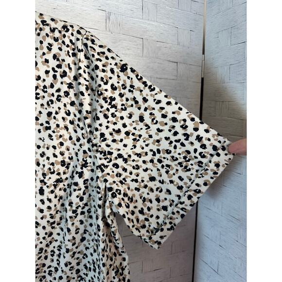 Who What Wear cheetah print animal print shirt dress button down short sleeve - Picture 2 of 9